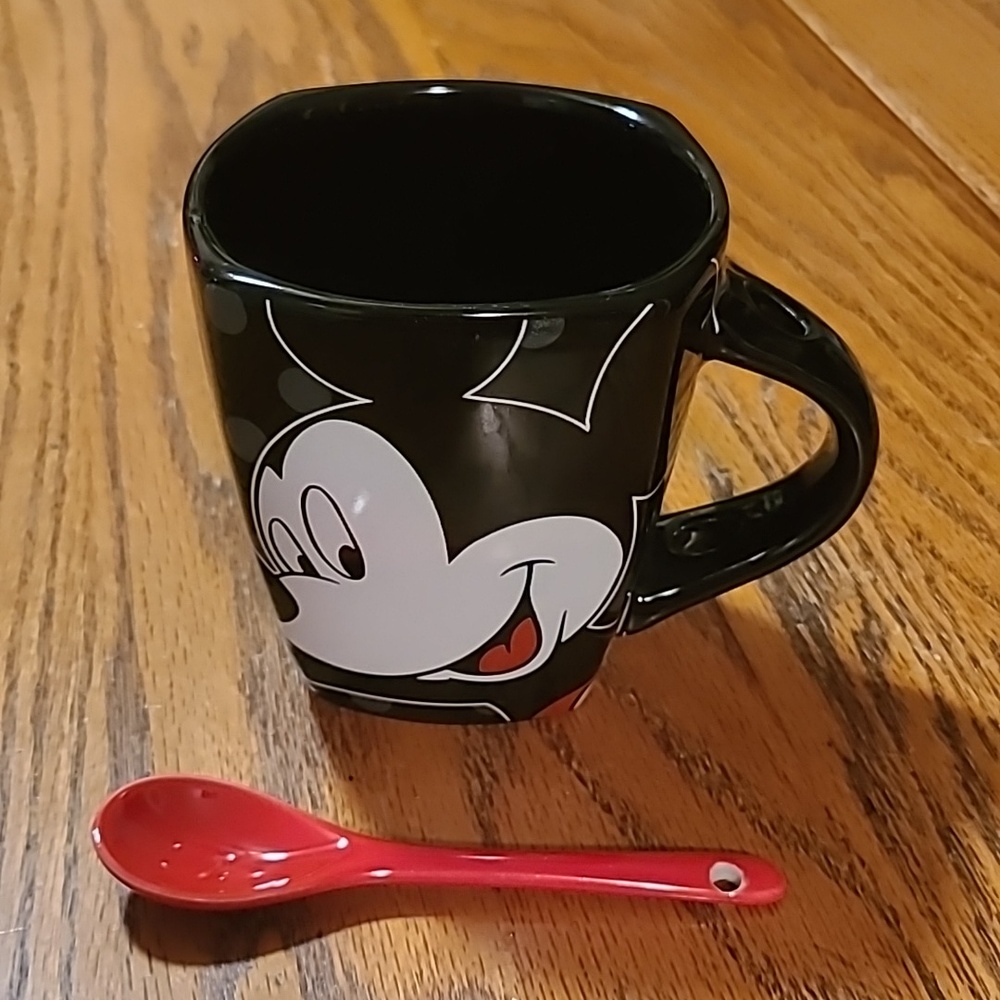Disney Black & Red Mickey Mouse Ceramic Mug with Spoon - Picture 5 of 8